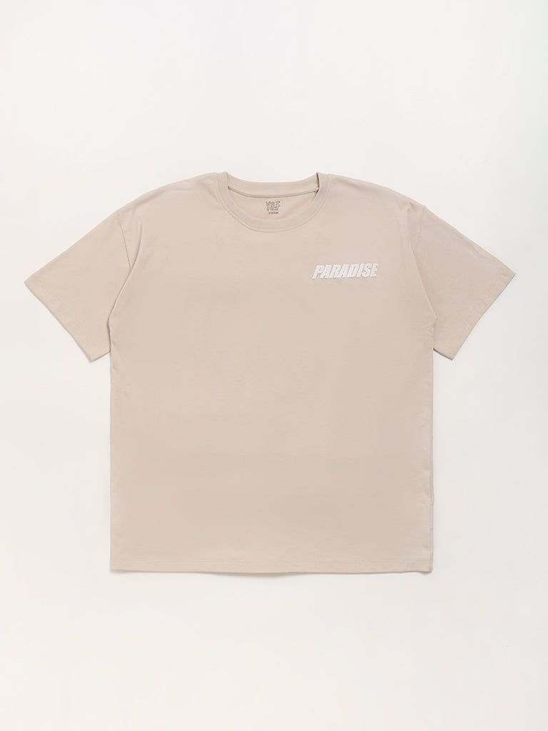 Y&F Kids Beige Embossed T-Shirt