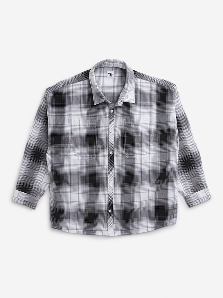 Y&F Kids Black Checkered Shirt