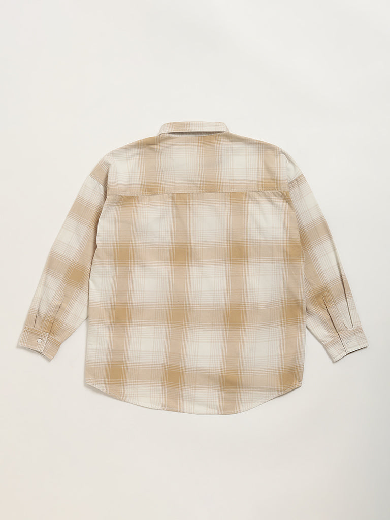 Y&F Kids Beige Checkered Shirt