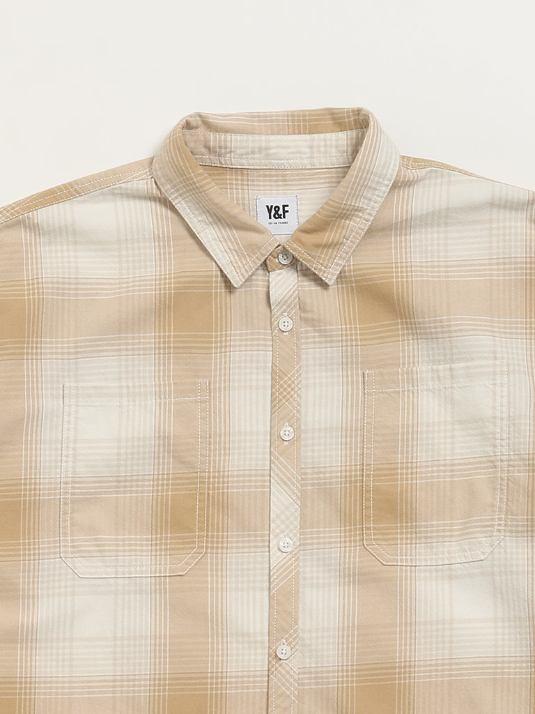 Y&F Kids Beige Checkered Shirt