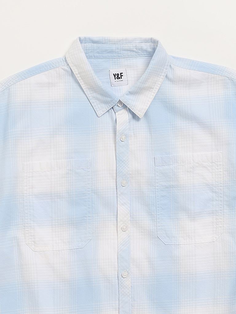 Y&F Kids Blue Checkered Shirt