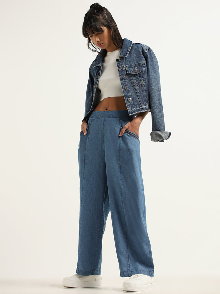 Bombay Paisley Blue Denim Pants