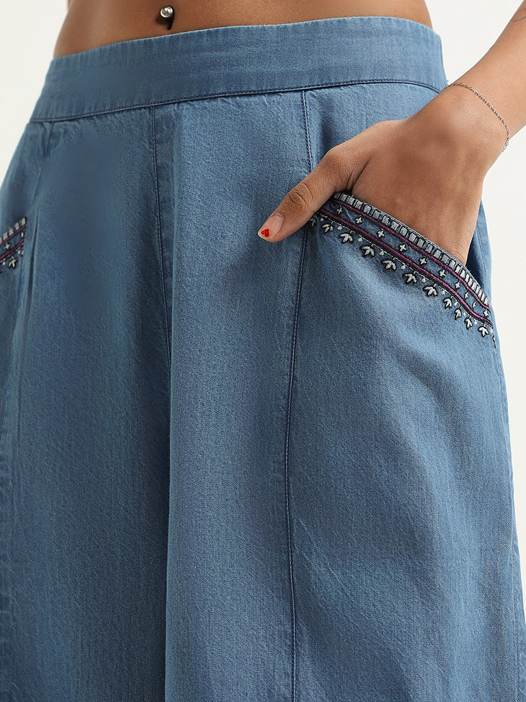 Bombay Paisley Blue Denim Pants