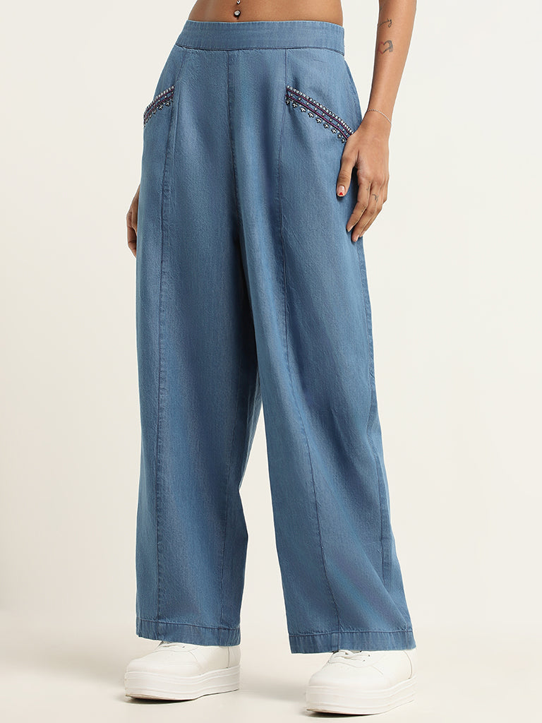 Bombay Paisley Blue Denim Pants