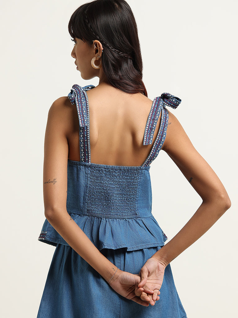 Bombay Paisley Blue Peplum Top