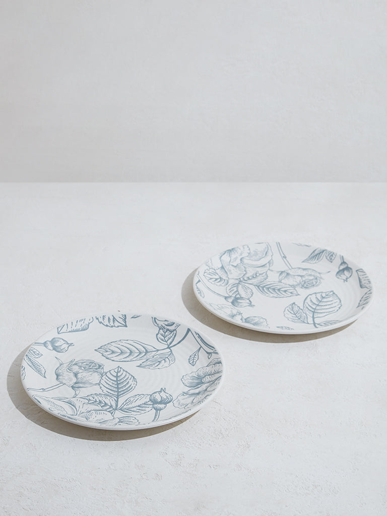 Westside Home Blue Rose Design Dinner Plate (Set of 2)