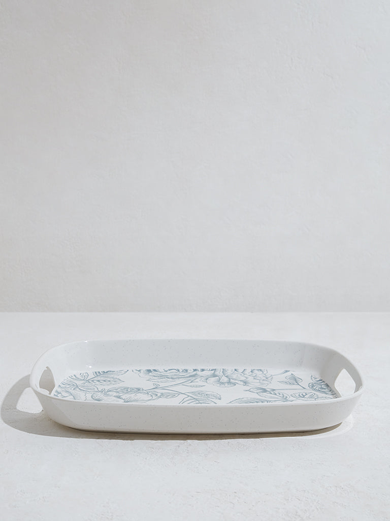 Westside Home Blue Rose Design Melamine Tray