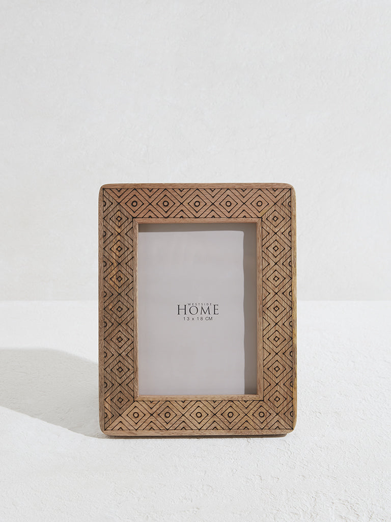 Westside Home Light Brown Etched Wooden Photoframe