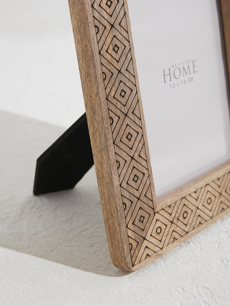 Westside Home Light Brown Etched Wooden Photoframe