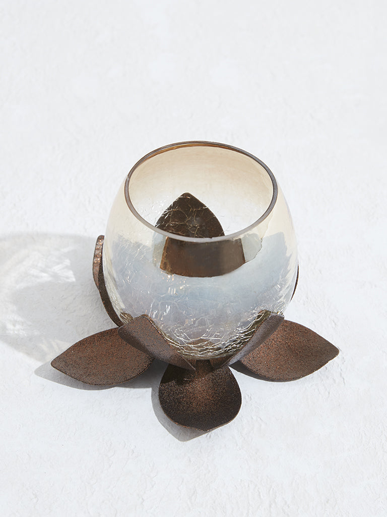 Westside Home Brown Lotus Tealight Candle Stand