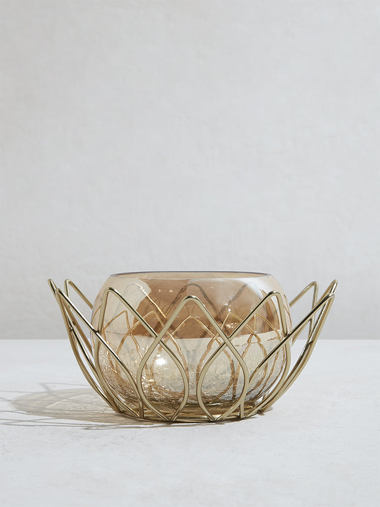 Westside Home Gold Lotus Tealight Candle Stand