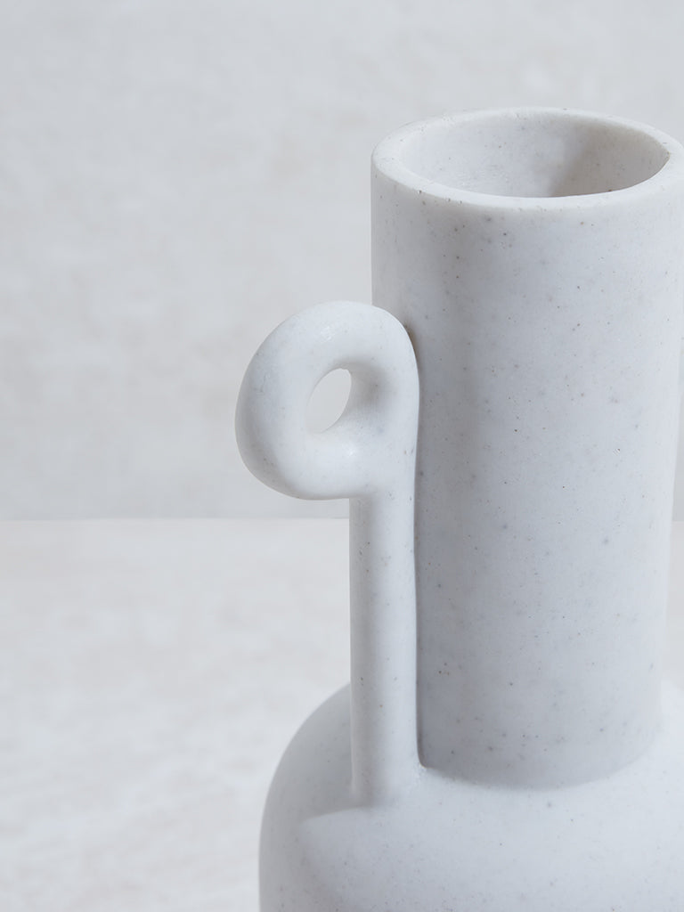 Westside Home White Marble Twin Ear Vase