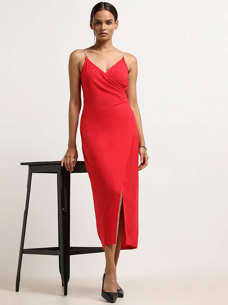 Wardrobe Red Strappy Midi Dress