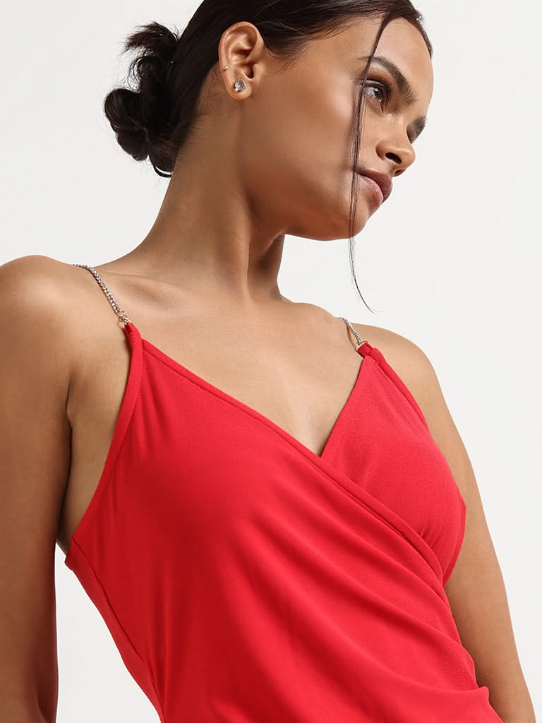 Wardrobe Red Strappy Midi Dress