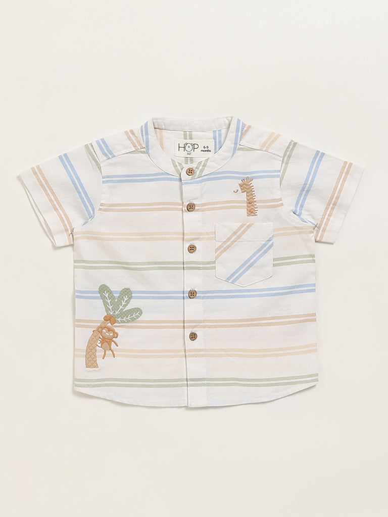 HOP Baby White Striped Shirt