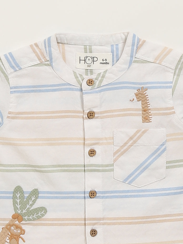 HOP Baby White Striped Shirt