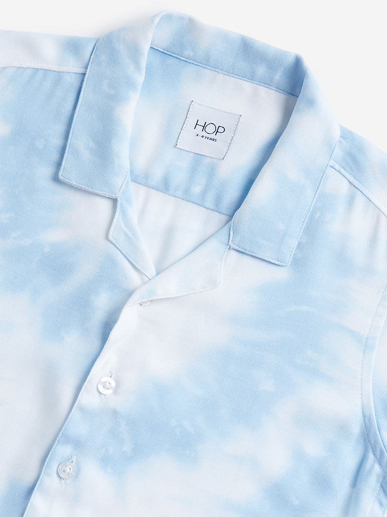 HOP Kids Blue Tie-Dye Printed Shirt