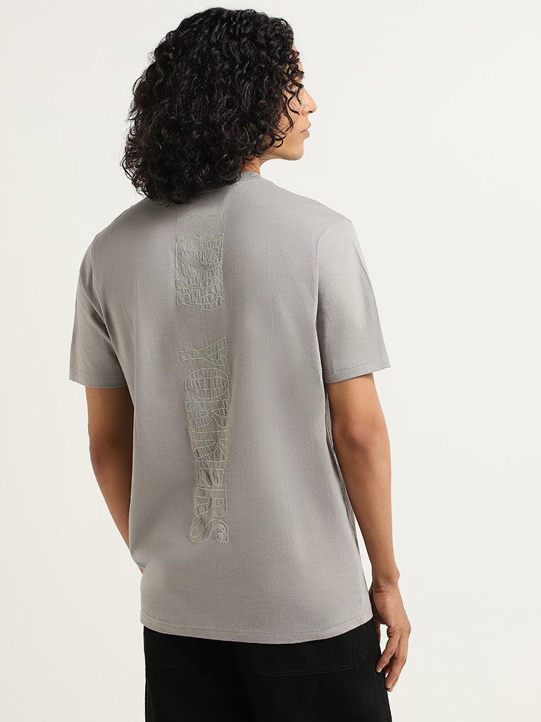 Nuon Grey Cotton Relaxed Fit T-Shirt