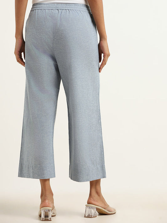 Zuba Blue Cotton Culotte Pants