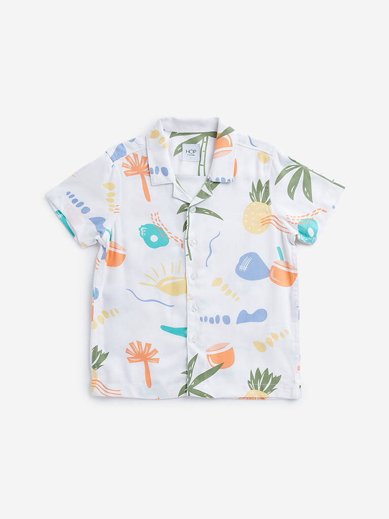 HOP Kids White Tropical Design Shirt