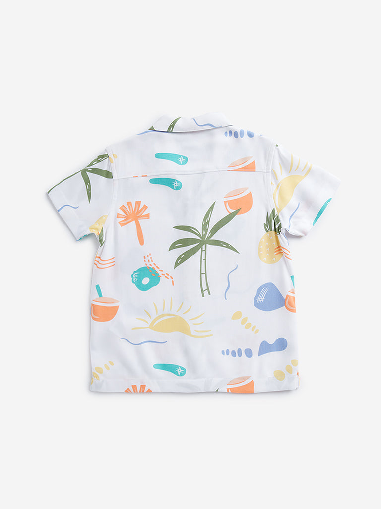 HOP Kids White Tropical Design Shirt