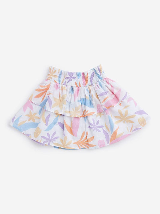 HOP Kids Multicolor Floral Printed Skirt