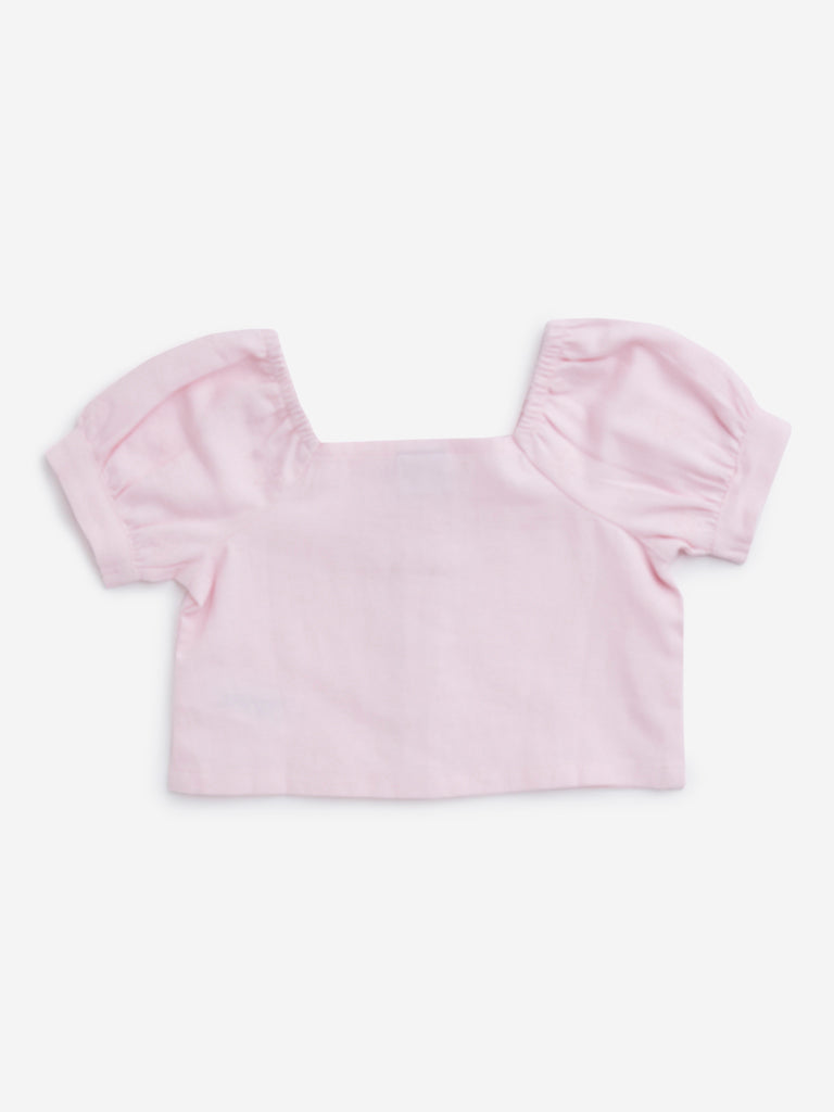 HOP Kids Light Pink Embroidered Top