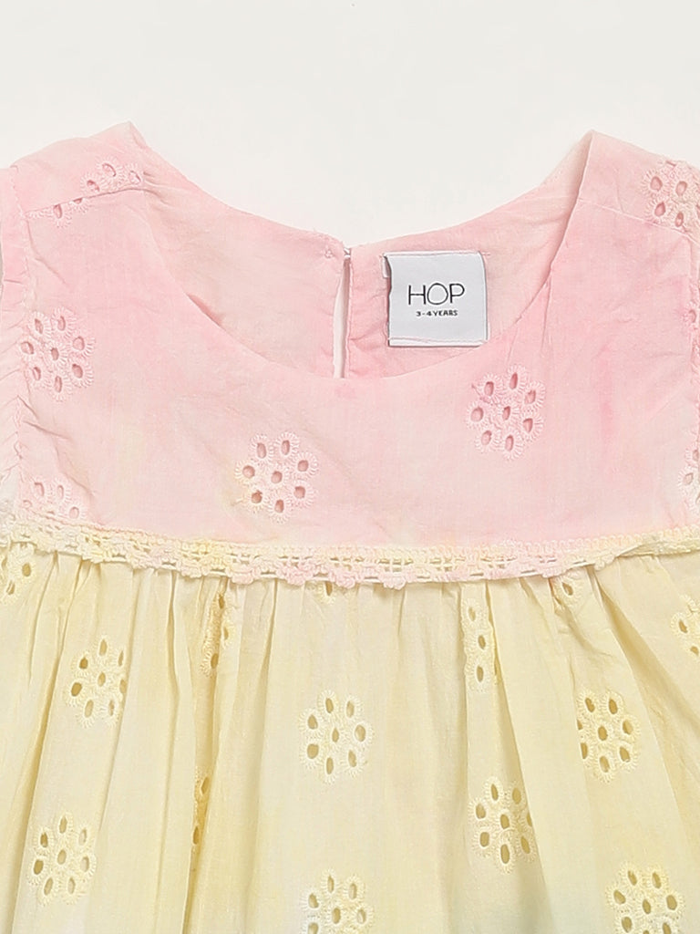 HOP Kids Multicolor Eyelet Detail Tiered Dress