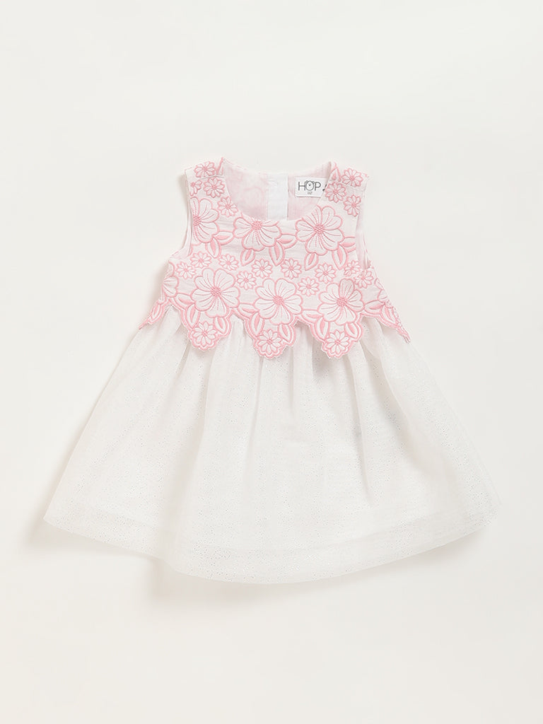 HOP Baby White Floral Glittery Dress