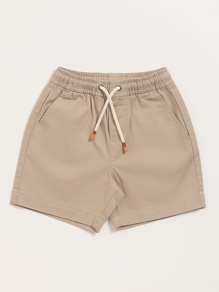 HOP Kids Beige Cotton Shorts