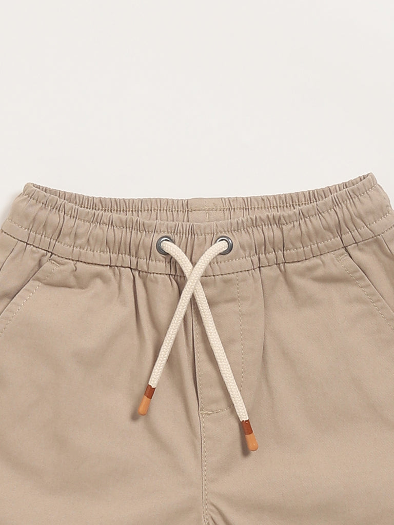 HOP Kids Beige Cotton Shorts