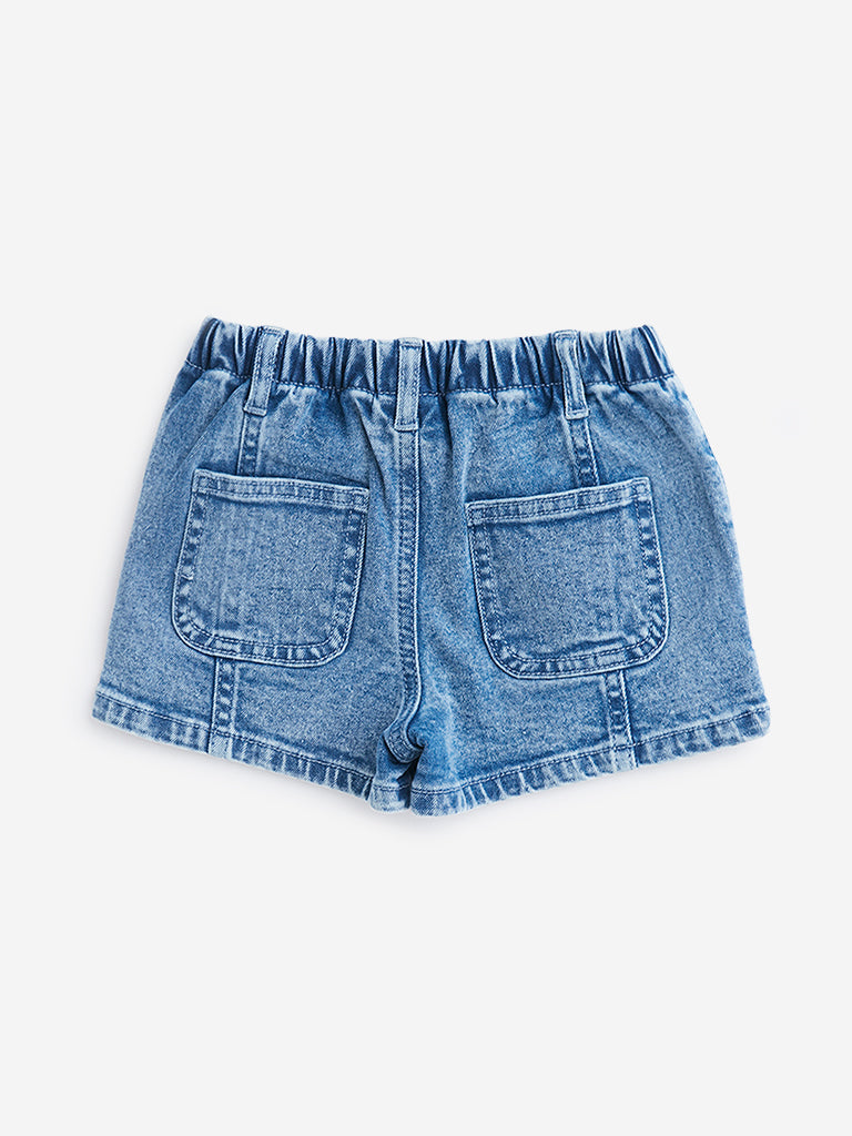 HOP Kids Blue Denim High-Rise Shorts