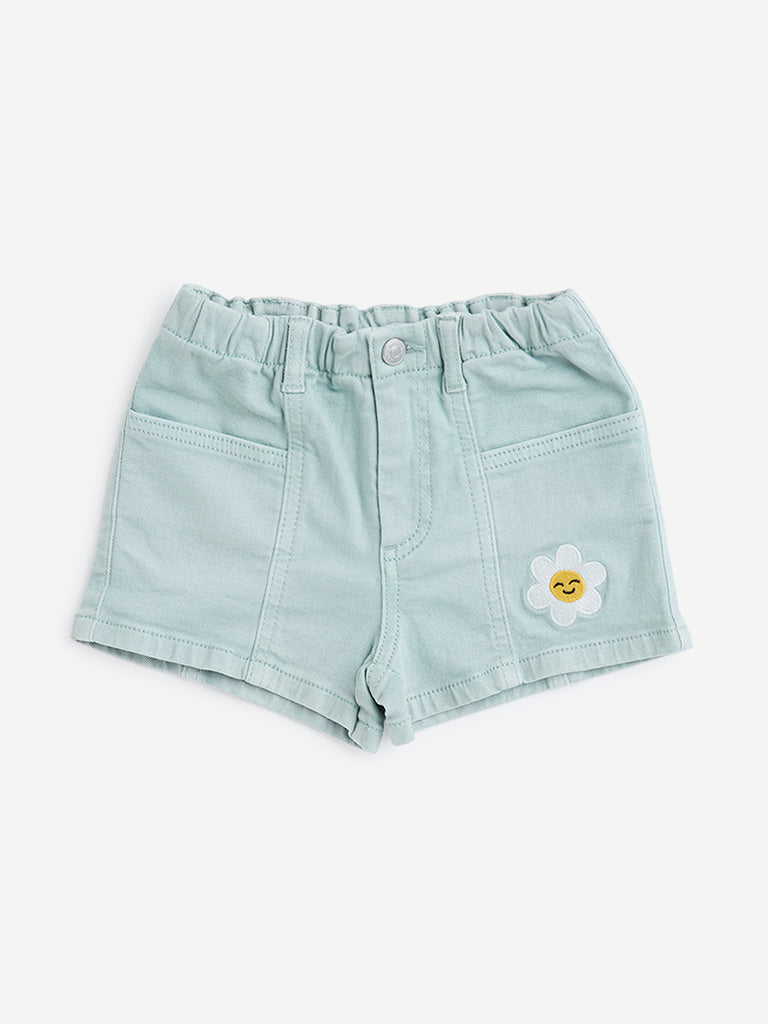 HOP Kids Sage Denim High-Rise Shorts