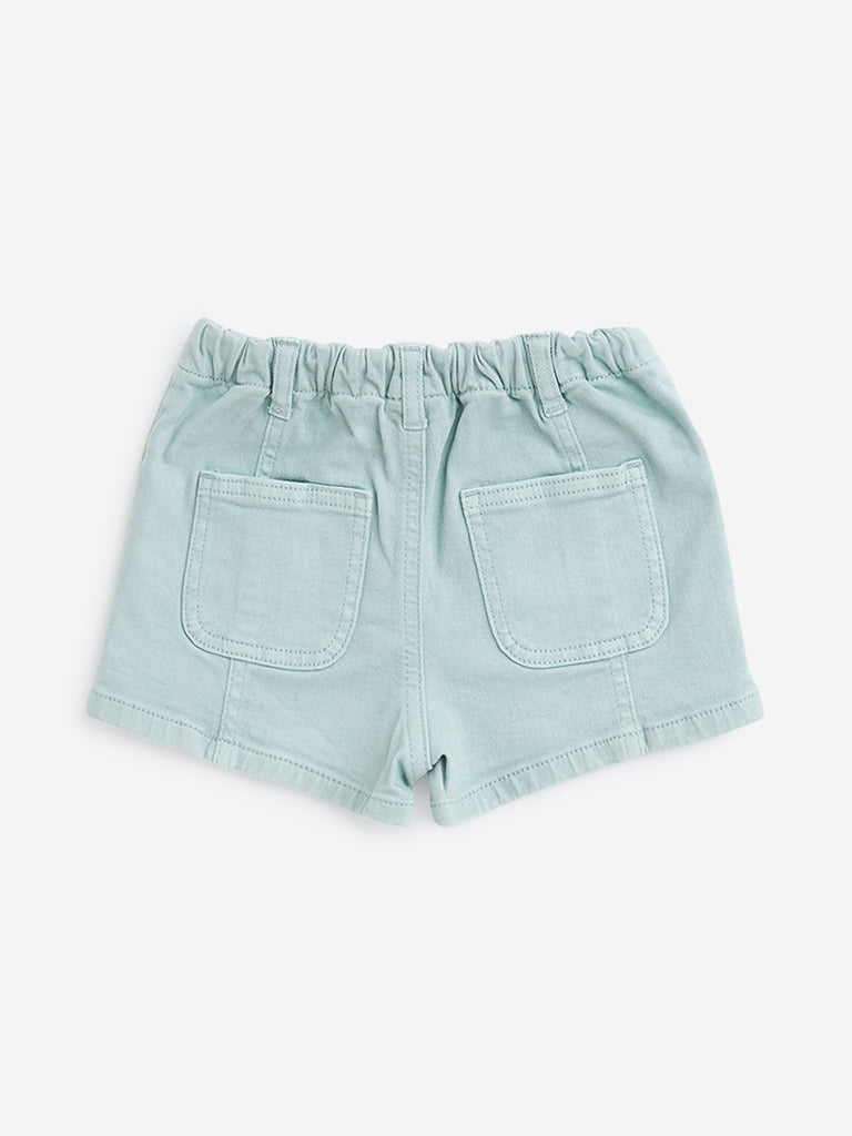 HOP Kids Sage Denim High-Rise Shorts