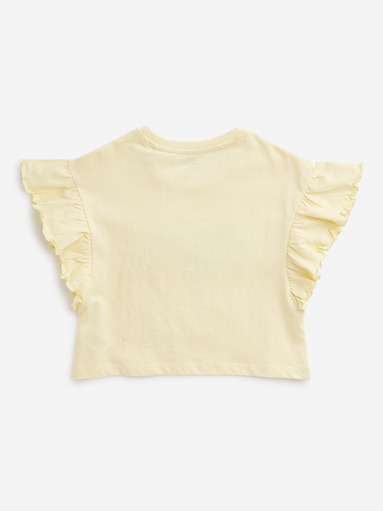 HOP Kids Yellow Text Printed Top