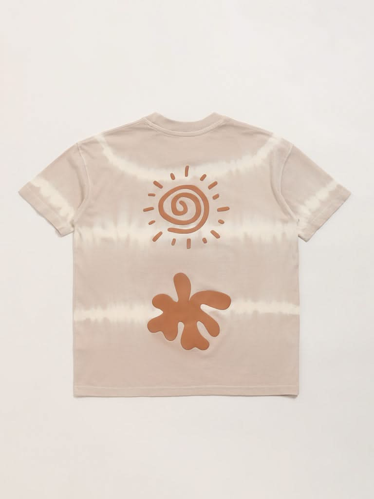 Y&F Kids Beige Printed T-Shirt