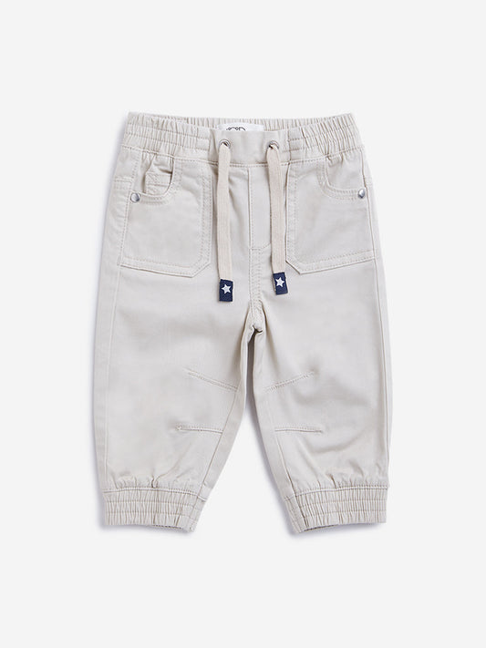 HOP Baby Beige Solid Joggers