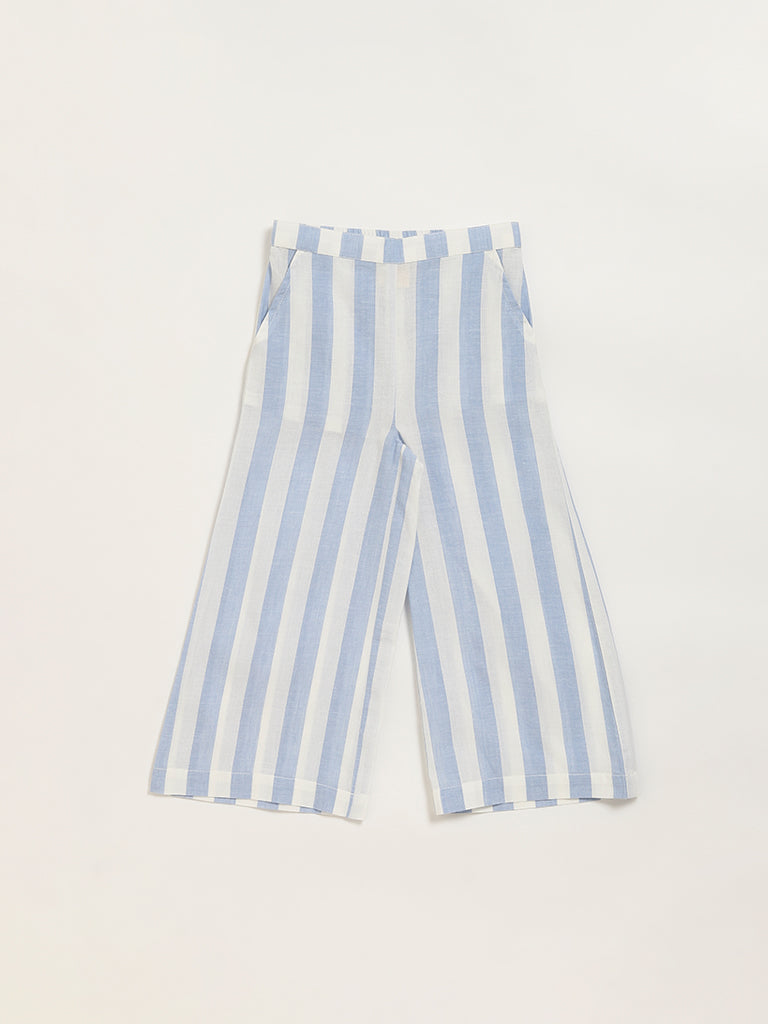 Utsa Kids Blue Striped Palazzos (2 - 8yrs)