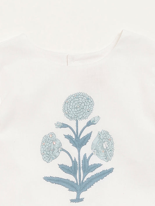 Utsa Kids White Floral Printed Top (2 - 8yrs)