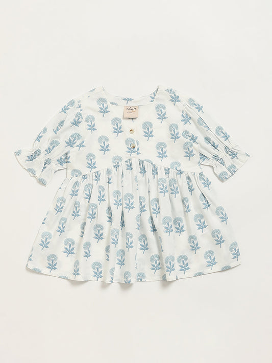 Utsa Kids White Floral Printed A-Line Dress (2 - 8yrs)