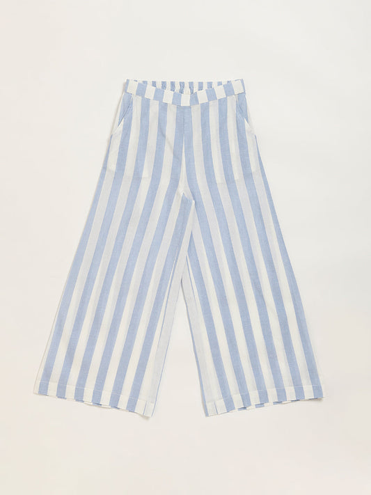 Utsa Kids Blue Striped Palazzos (8 -14yrs)