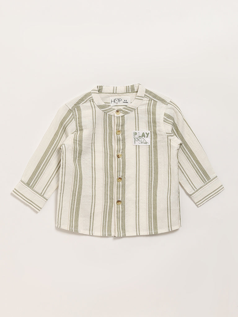 HOP Baby Green Striped Shirt