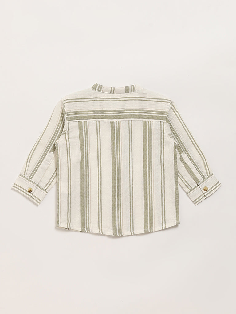 HOP Baby Green Striped Shirt