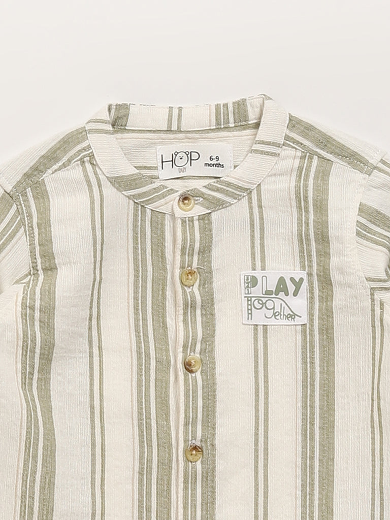 HOP Baby Green Striped Shirt