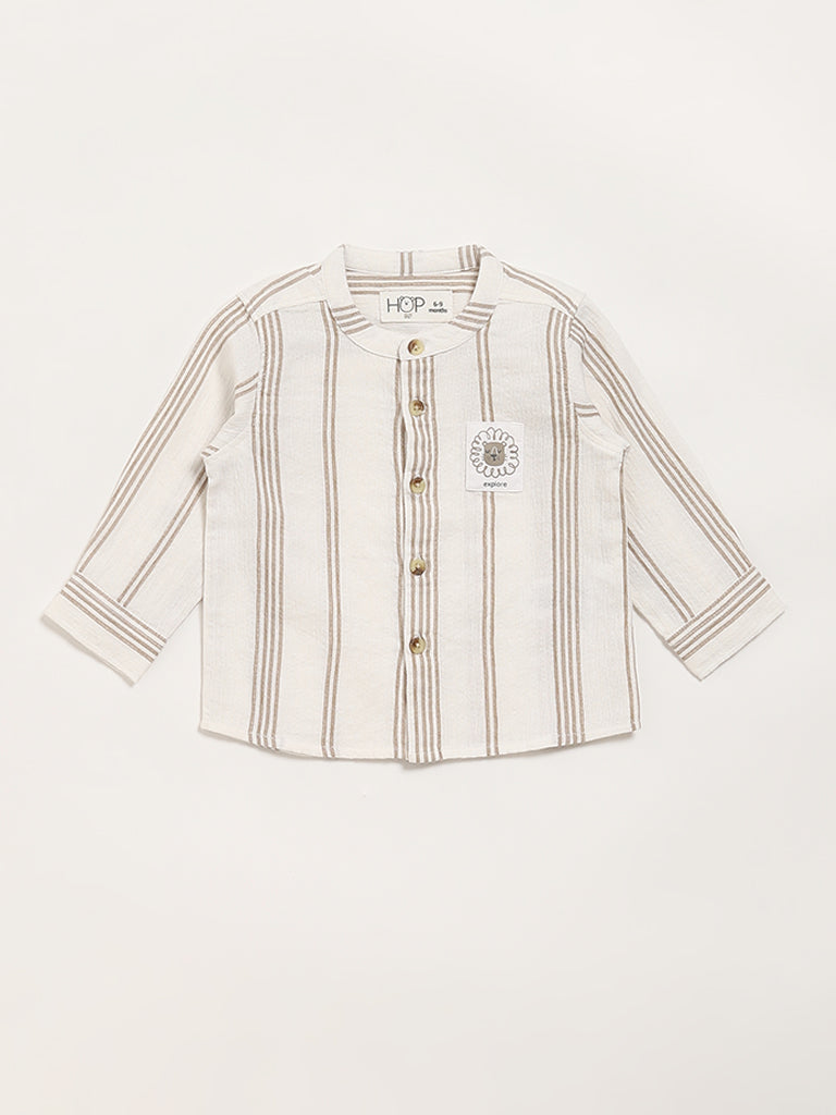 HOP Baby Off-White Striped Shirt