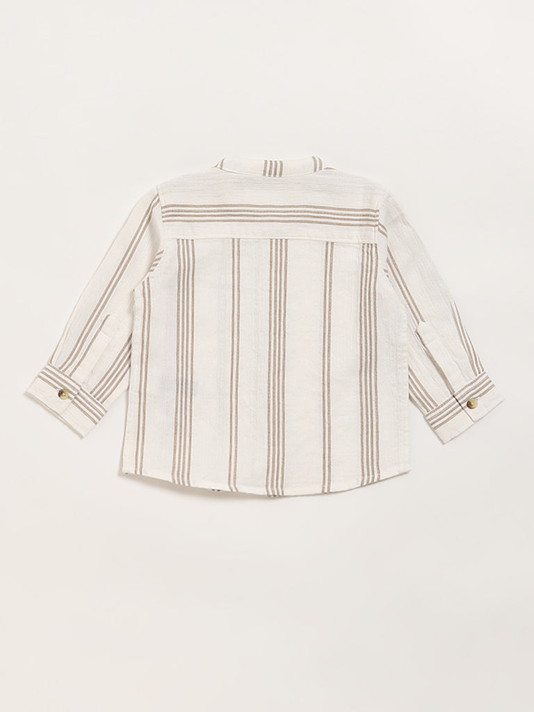 HOP Baby Off-White Striped Shirt