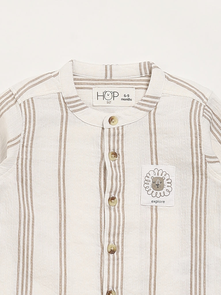 HOP Baby Off-White Striped Shirt