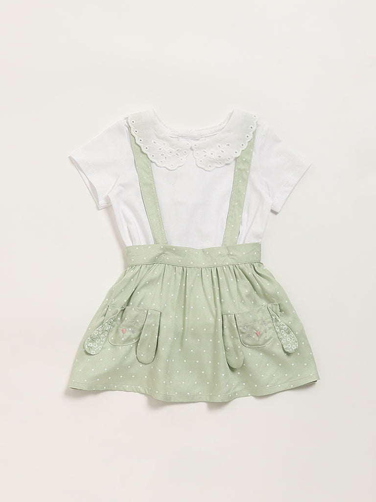 HOP Baby Green T-Shirt & Dungaree Set