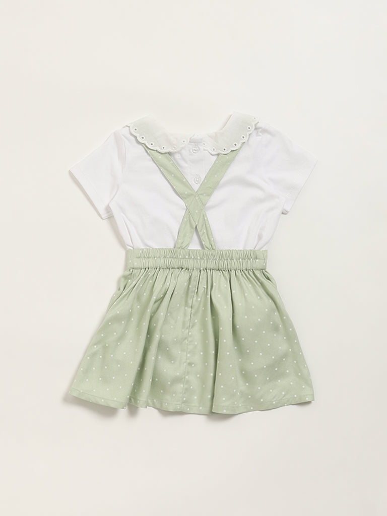 HOP Baby Green T-Shirt & Dungaree Set