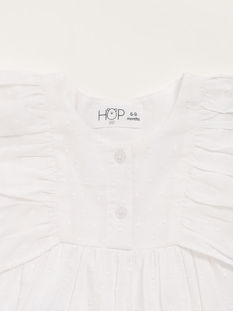 HOP Baby White Embroidered Top & Shorts Set